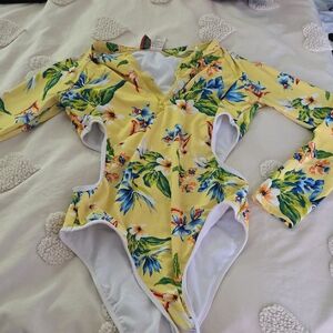 OP Yellow Floral Women's One Piece Swimsuit
